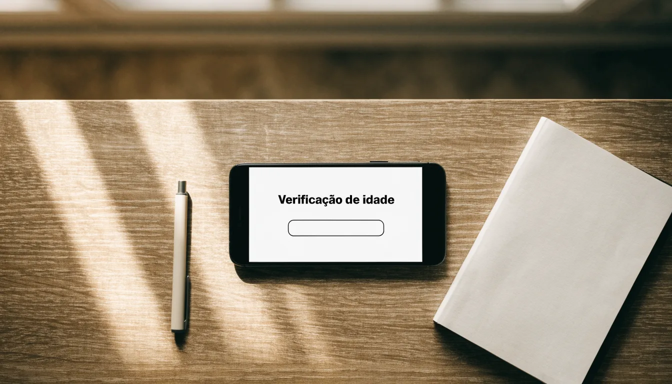 Uma folha de licença em papel com um selo vermelho, pousada numa secretária de madeira ao lado de uma caneta
