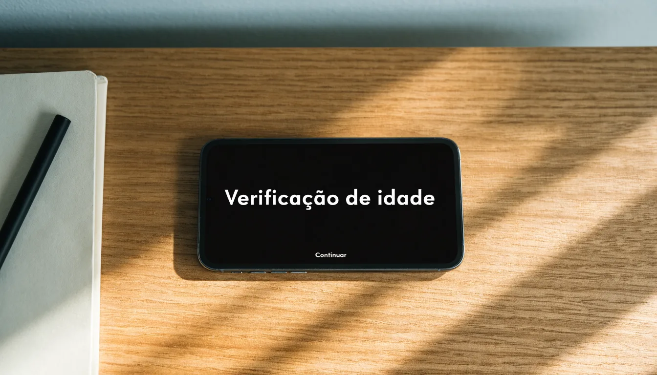 Uma folha de licença em papel com um selo vermelho, pousada numa secretária de madeira ao lado de uma caneta